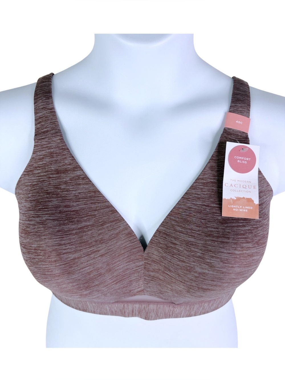 NWT Cacique Lightly Lined No Wire Bra sz 40C * Mauve Soft Breathable Comfy Light